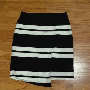 Athleta Black and White Faux Wrap Striped Skirt